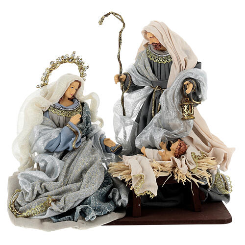Natividade 6 figuras azul e prata resina e tecido 40 cm, estilo veneziano 2