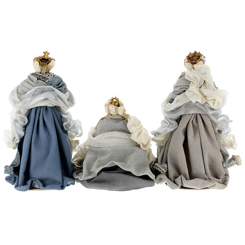 Natividade 6 figuras azul e prata resina e tecido 40 cm, estilo veneziano 13