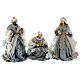 Natividade 6 figuras azul e prata resina e tecido 40 cm, estilo veneziano s8
