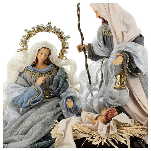 Full nativity set 6 pcs blue silver resin cloth 40 cm Venetian style 7