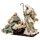 Nativity Scene set of 6, resin and fabric, Venetian style, green and gold, 40 cm s4