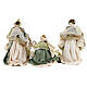 Nativity Scene set of 6, resin and fabric, Venetian style, green and gold, 40 cm s12