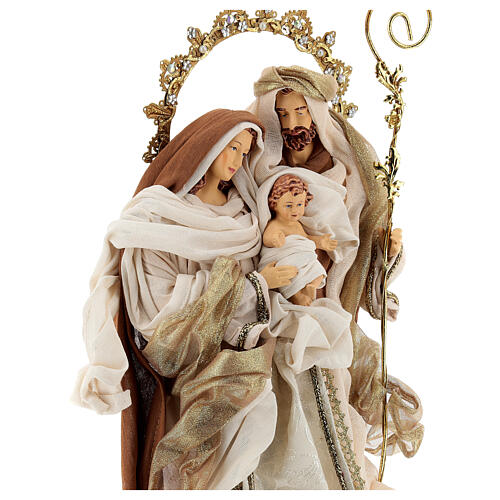 Heilige Familie mit Stoffkleidung im Shabby Chic braun/gold, 50 cm 2