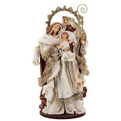 Sacra famiglia resina stoffa marrone oro 50 cm shabby chic 1