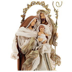 Sagrada Família resina tecido castanho e ouro 50 cm estilo shabby chic