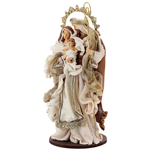 Sagrada Família resina tecido castanho e ouro 50 cm estilo shabby chic 3