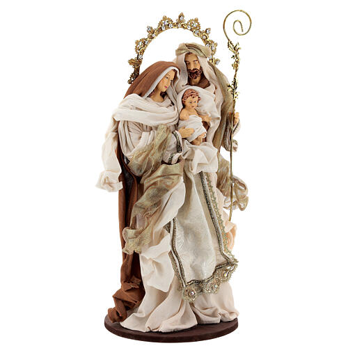 Sagrada Família resina tecido castanho e ouro 50 cm estilo shabby chic 5