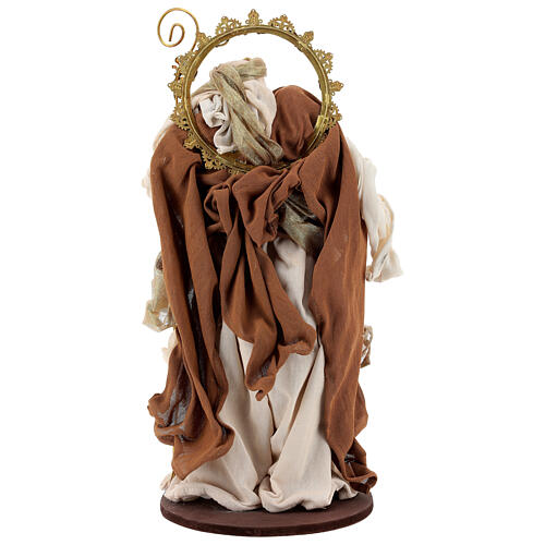 Sagrada Família resina tecido castanho e ouro 50 cm estilo shabby chic 6