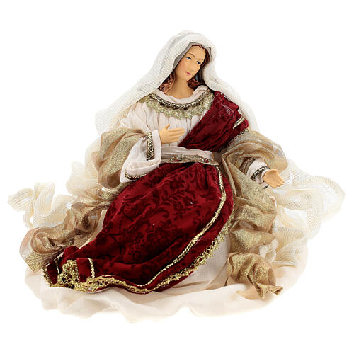 Nativité 6 pcs style vénitien résine et tissu rouge or 40 cm 4