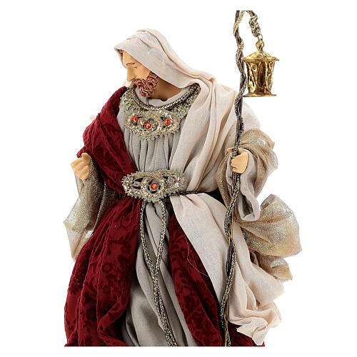 Natividade 6 figuras vermelho e ouro resina e tecido 40 cm, estilo veneziano 5