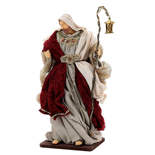 Natividade 6 figuras vermelho e ouro resina e tecido 40 cm, estilo veneziano 6