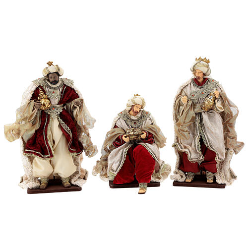 Natividade 6 figuras vermelho e ouro resina e tecido 40 cm, estilo veneziano 7