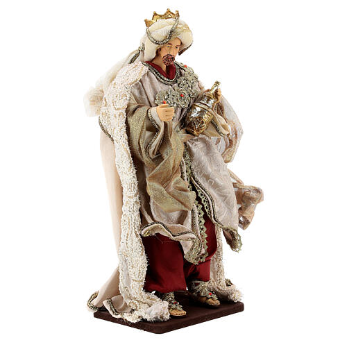 Natividade 6 figuras vermelho e ouro resina e tecido 40 cm, estilo veneziano 10