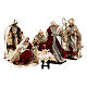Nativity scene set 6 pcs Venetian resin and cloth red gold 40 cm s1