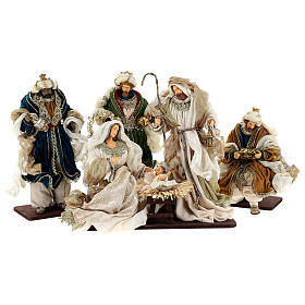 Natividade 6 figuras resina e tecido detalhes dourados 40 cm, estilo veneziano