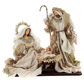 Natividade 6 figuras resina e tecido detalhes dourados 40 cm, estilo veneziano