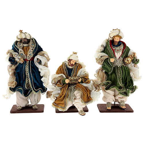 Natividade 6 figuras resina e tecido detalhes dourados 40 cm, estilo veneziano 8