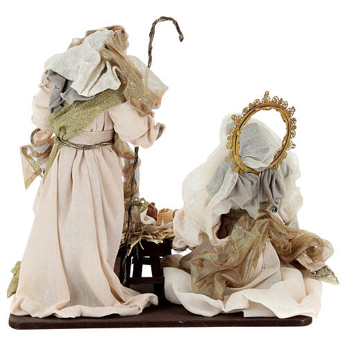 Natividade 6 figuras resina e tecido detalhes dourados 40 cm, estilo veneziano 12