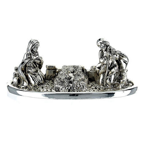 Nativity Scene on an elliptic base, silver marble dust, h 5 cm 1