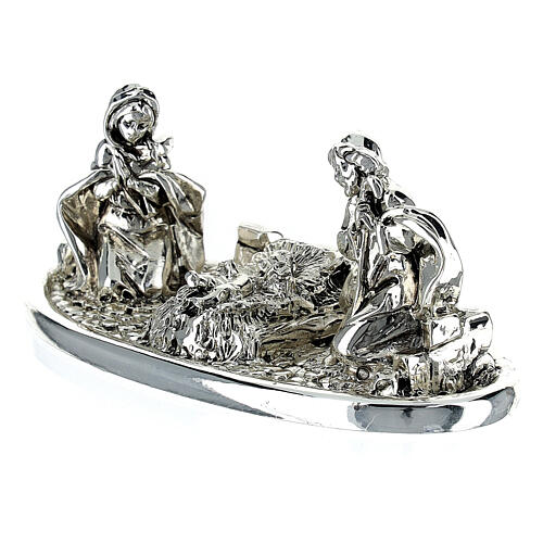 Nativity Scene on an elliptic base, silver marble dust, h 5 cm 2