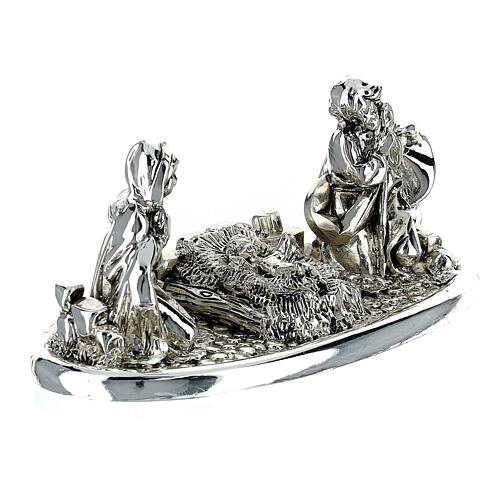 Nativity Scene on an elliptic base, silver marble dust, h 5 cm 3