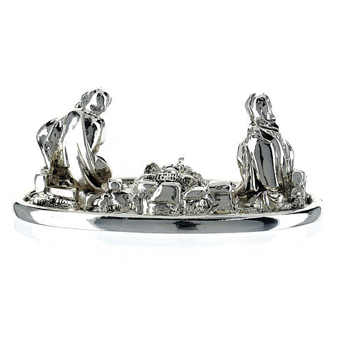 Nativity Scene on an elliptic base, silver marble dust, h 5 cm 4