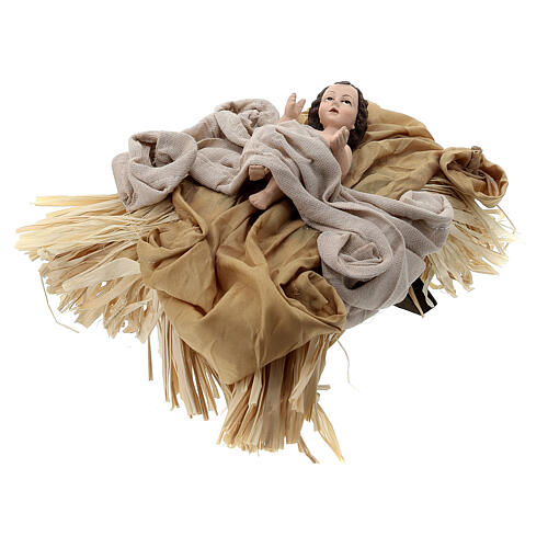 Shabby Chic Nativity Scene, set of 3, resin and fabric, 35 cm 5