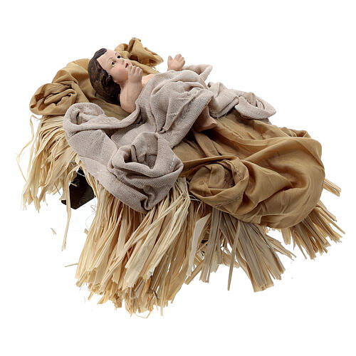 Shabby Chic Nativity Scene, set of 3, resin and fabric, 35 cm 8