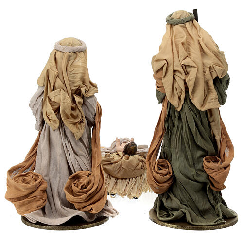 Shabby Chic Nativity Scene, set of 3, resin and fabric, 35 cm 11