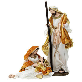 Golden Nativity Scene in Venetian style, set of 2, resin and fabric, 40 cm