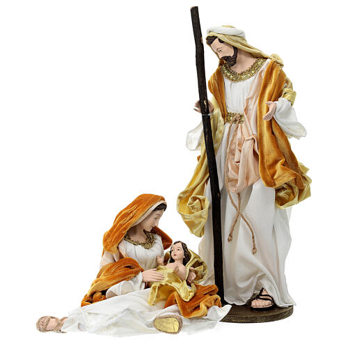 Golden Nativity Scene in Venetian style, set of 2, resin and fabric, 40 cm 1