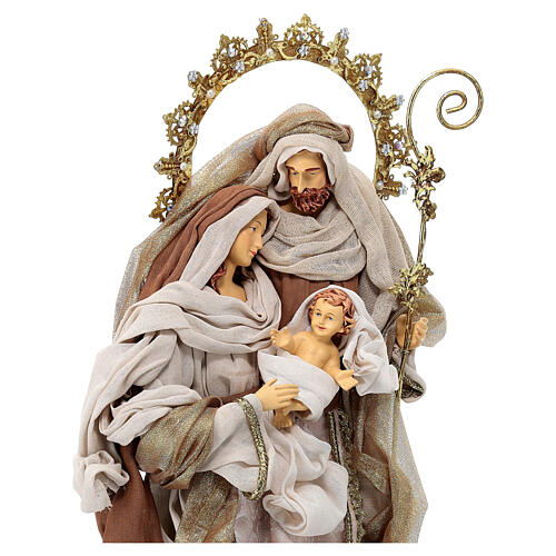 Nativity Scene on a round base, ivory fabric and resin, 50 cm 2