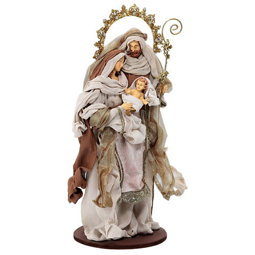 Holy Family statue on round base 50 cm ivory cloth resin 4