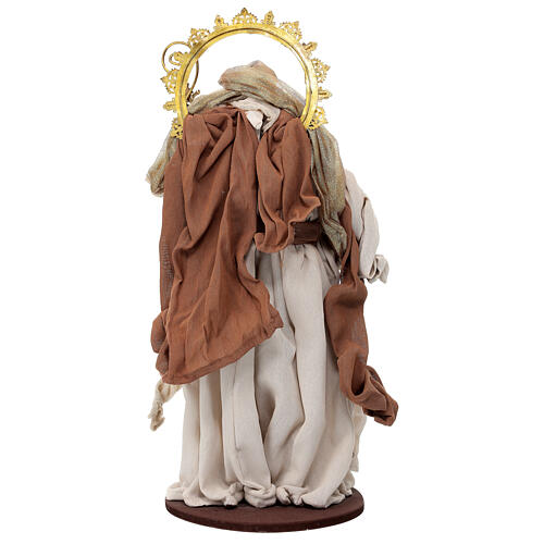 Holy Family statue on round base 50 cm ivory cloth resin 5