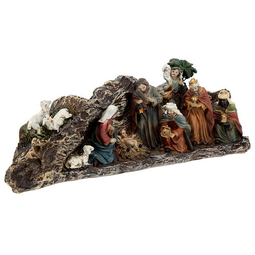 Natividade com Reis Magos e pastorinho resina 30 cm 3