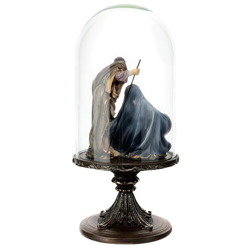 Nativity Scene on a round pedestal under a glass dome 35 cm 5