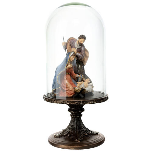 Nativity Scene on a round pedestal with glass dome 35 cm 4