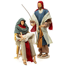 Nativity, set of 3, resin and fabric, for Light of Hope Nativity Scene of 80 cm