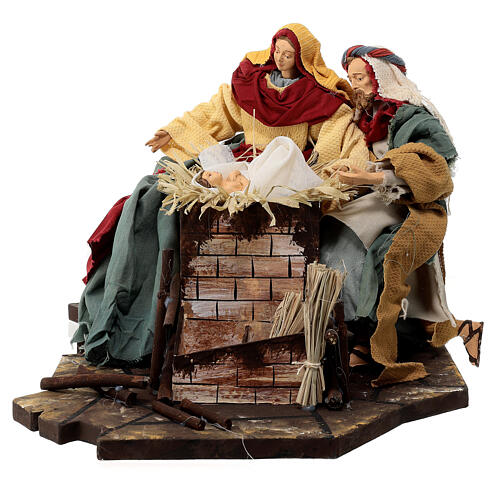 Holy Family set resin and cloth with base accessories, Light of Hope 30 cm 1