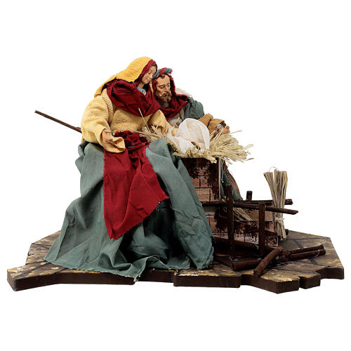 Holy Family set resin and cloth with base accessories, Light of Hope 30 cm 3