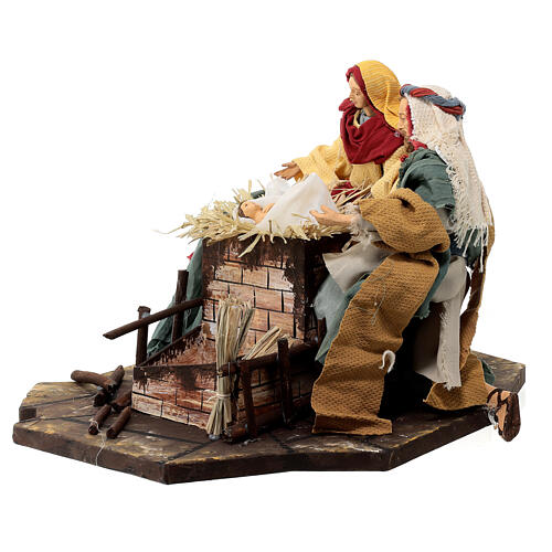 Holy Family set resin and cloth with base accessories, Light of Hope 30 cm 4