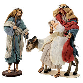 Nativité avec âne, résine et tissu, 30 cm Light of Hope