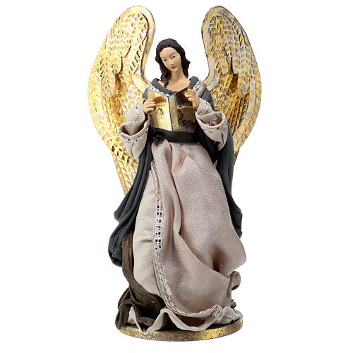 Statue ange assis 35 cm résine et tissu Morning in Bethlehem 1
