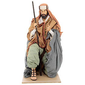 Pastor de rodillas resina y tejido 90 cm Holy Earth