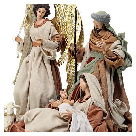 Nativity with angel and base, resin and fabric, for Holy Earth Nativity Scene of 40 cm