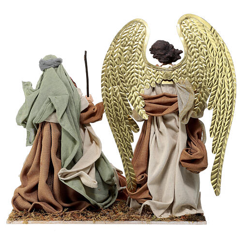 Base with Holy Family and angel resin cloth 40 cm Holy Earth 6