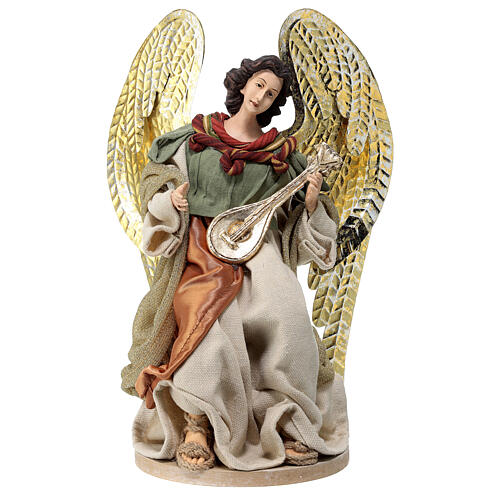 Angel sitting down, resin and fabric, for Holy Earth Nativity Scene of 30 cm 1