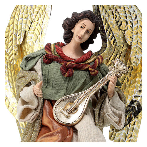 Angel sitting down, resin and fabric, for Holy Earth Nativity Scene of 30 cm 2