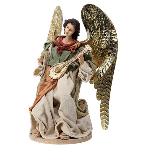 Angel sitting down, resin and fabric, for Holy Earth Nativity Scene of 30 cm 3