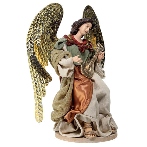 Angel sitting down, resin and fabric, for Holy Earth Nativity Scene of 30 cm 4
